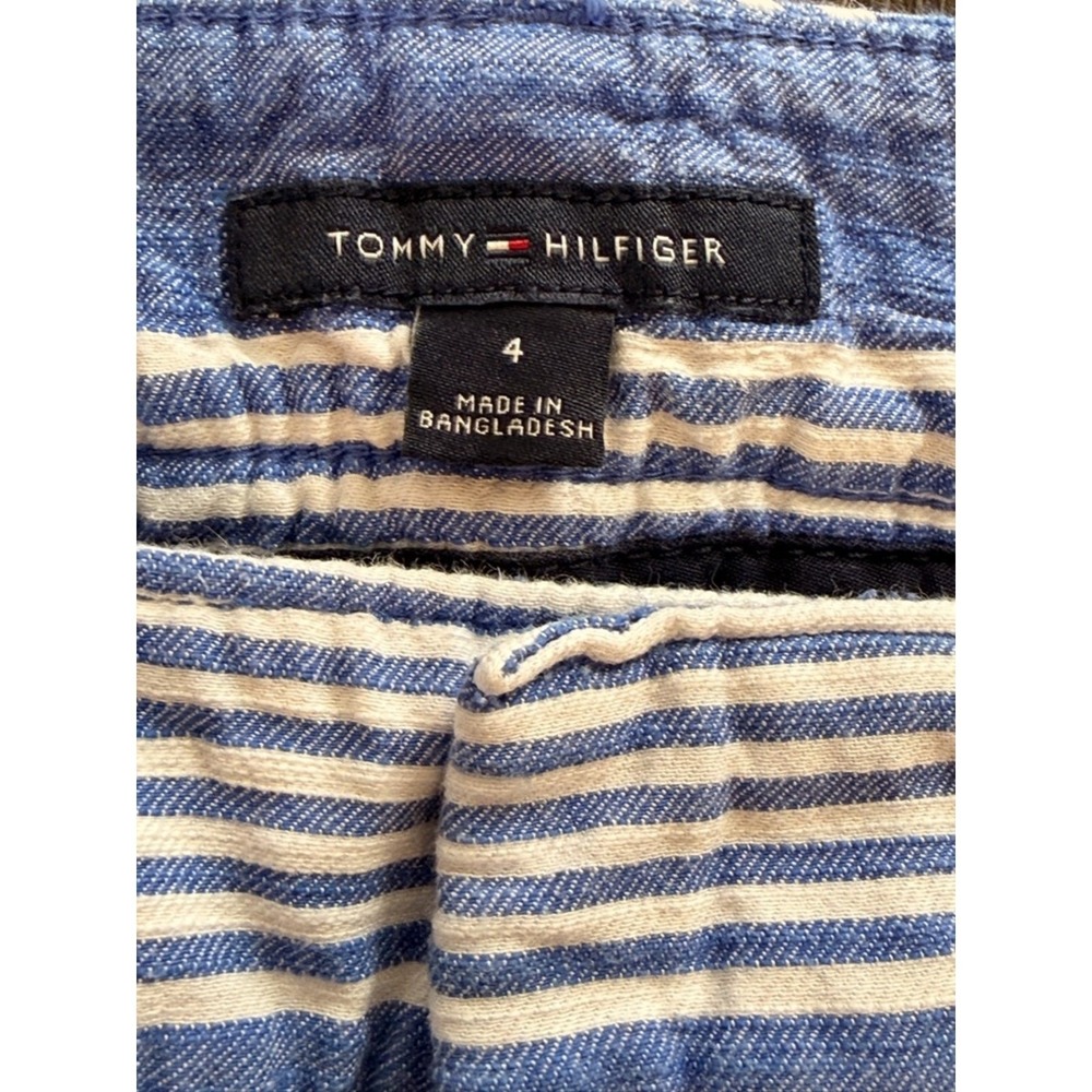 Tommy Hilfiger Relaxed Tapered Chino Striped Pants Blue 4 Coastal Summer Preppy - Picture 7 of 16